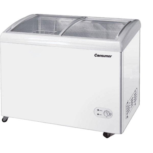 CONGELADOR 400LTS CONSUMER CON TAPA VIDRIO CURVO P/HELADO