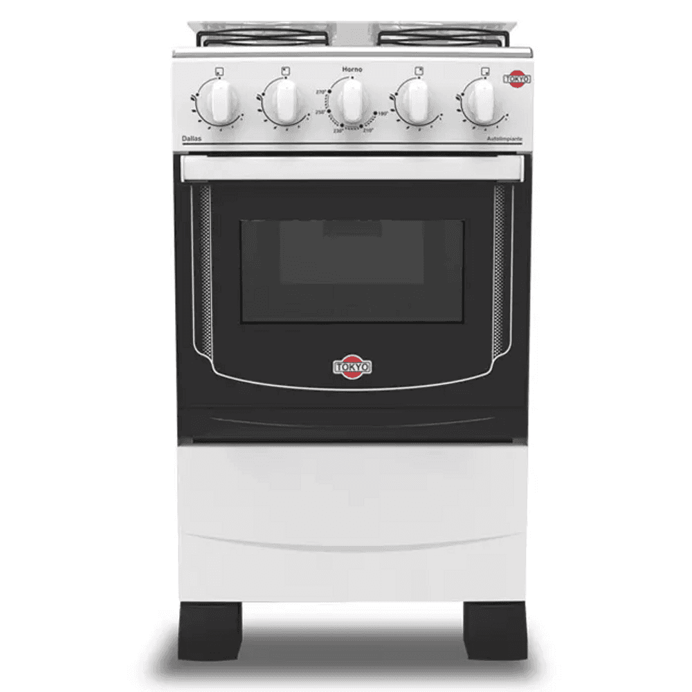 COCINA A GAS TOKYO DALLAS 4H BLANCO MESA INOX TAPA DE VIDRIO HORNO LIMPIA FACIL T2547 1130