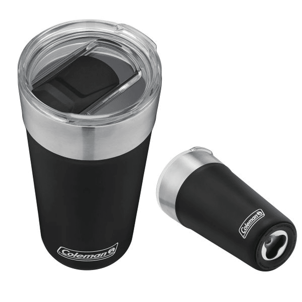 VASO CERVECERO COLEMAN INOX 600ML NEGRO C002453 C/ TAPA Y ABRIDOR 11724