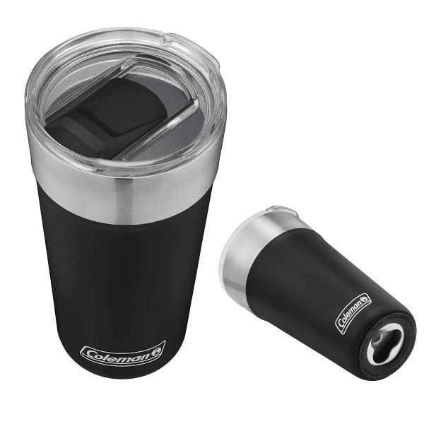 VASO CERVECERO COLEMAN INOX 600ML NEGRO C002453 C/ TAPA Y ABRIDOR