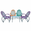 JUEGO DE SILLON C/CABLE ABANICO-ARAÑA 4 SILLAS C/ MESITA- MULTICOLOR