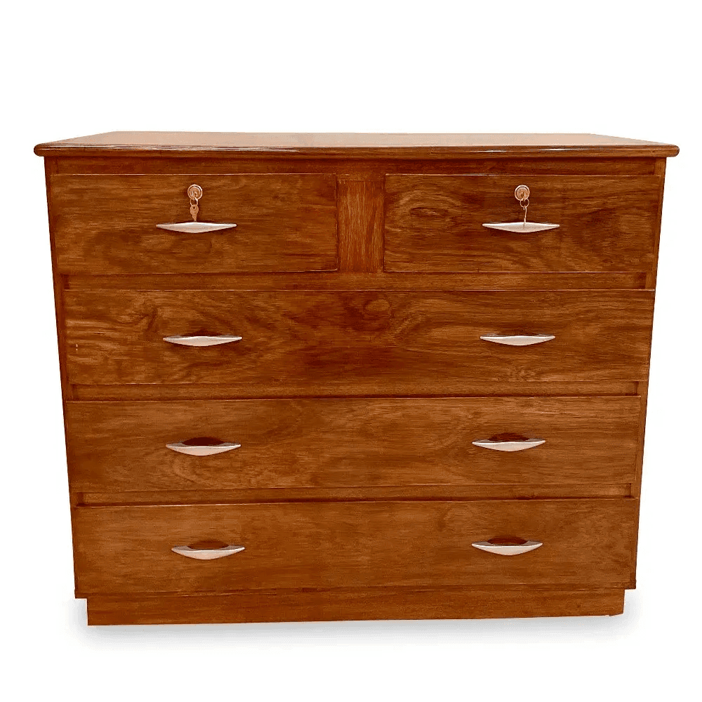 COMODA C/ CERRADURA 5 CAJONES NOGAL CBC 1623