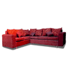 JUEGO DE LIVING ESQUINERO L 2X250 ROJO C/ALMOHADAS FLOREADAS JYM 18221