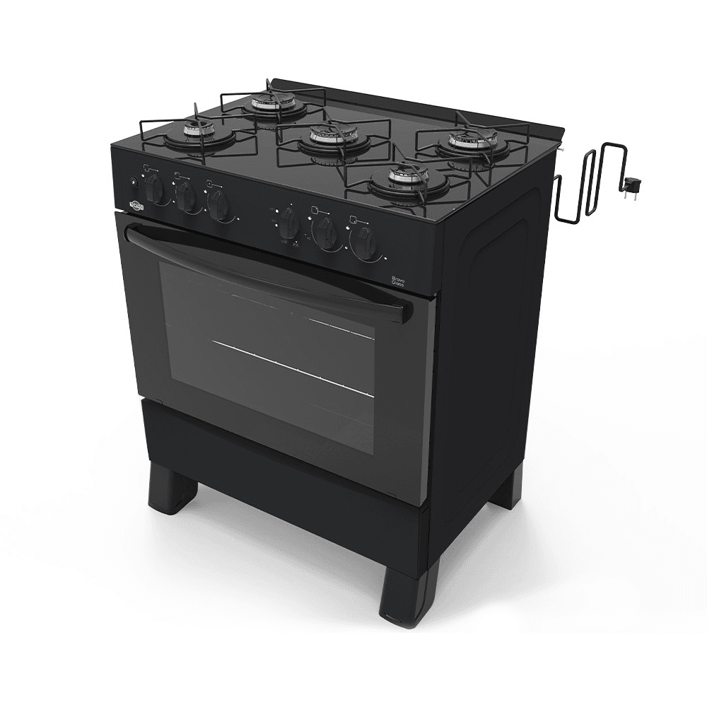 COCINA A GAS TOKYO BRAVO 5H GLASS NEGRO C/ENCENDIDO HORNO 94 LTS LIMPIA FACIL T2856 18668
