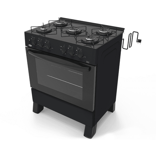 COCINA A GAS TOKYO BRAVO 5H GLASS NEGRO C/ENCENDIDO HORNO 94 LTS LIMPIA FACIL T2856
