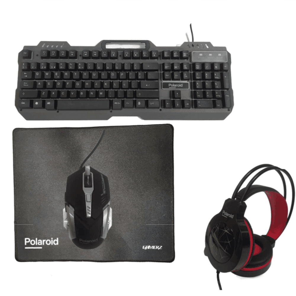 KIT POLAROID 4 EN 1 TECLADO +MOUSE+PAD+HEADSER 20642