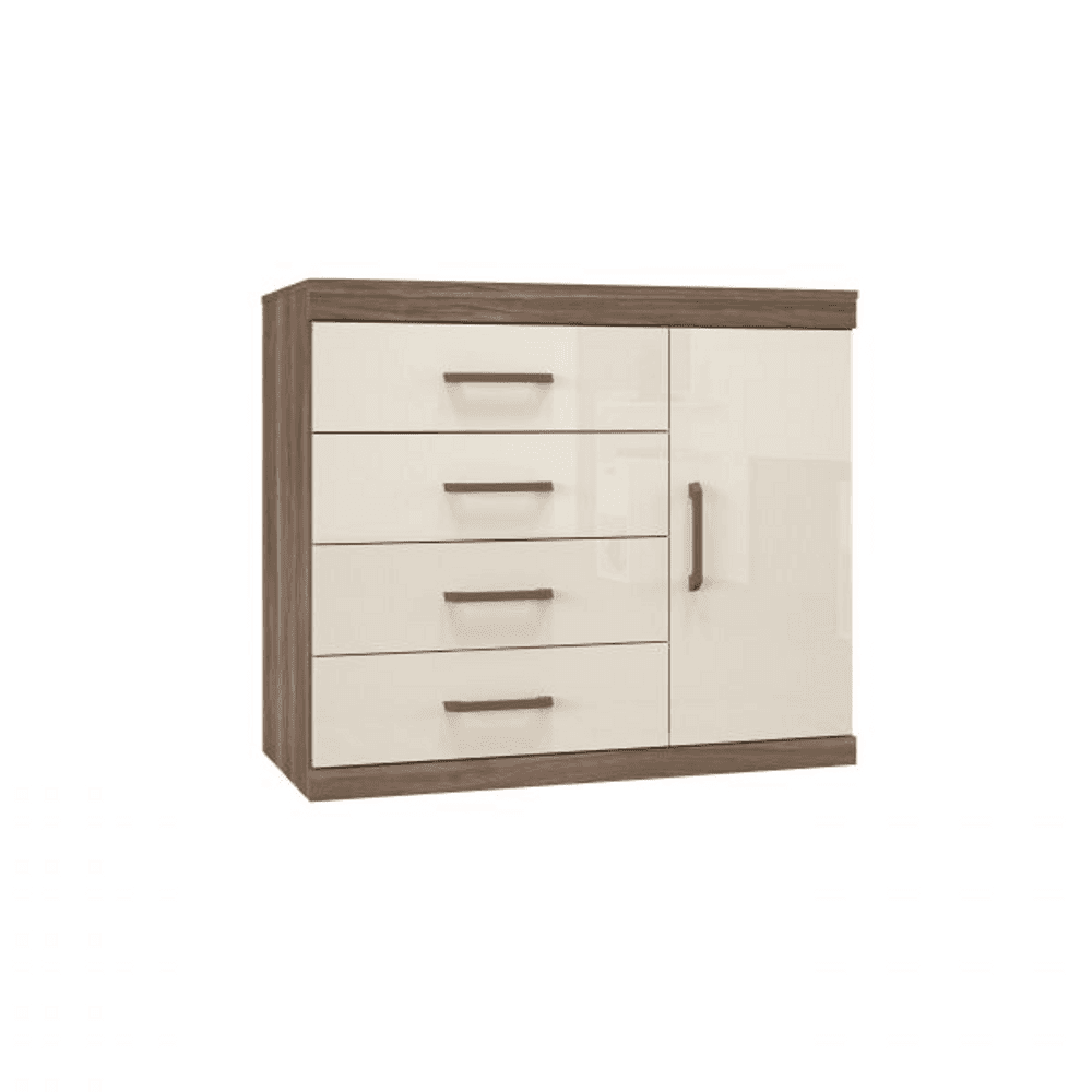 COMODA HAVANA 4CAJ 1 PTA CASTAÑA/OFF WHITE UNANIME 21052