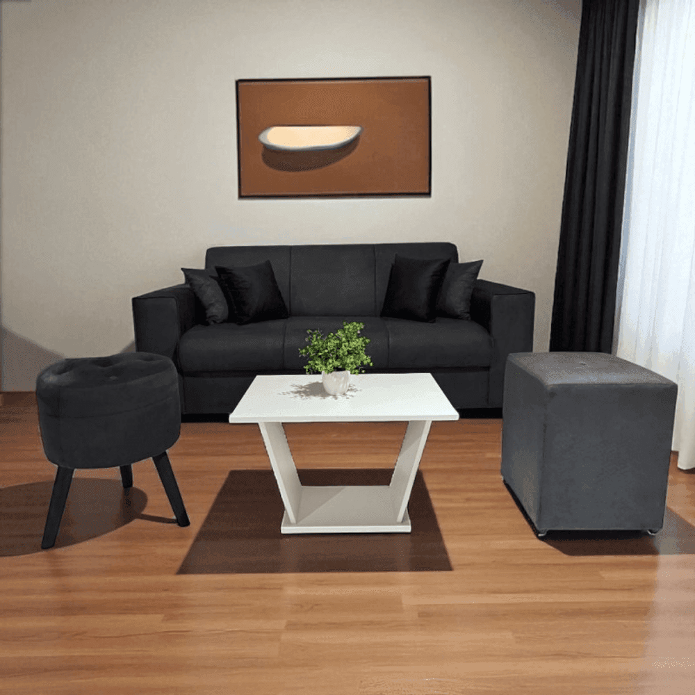 SOFA SAN JUAN 3 LUGARES UNANIME GRIS + PUFF 22267