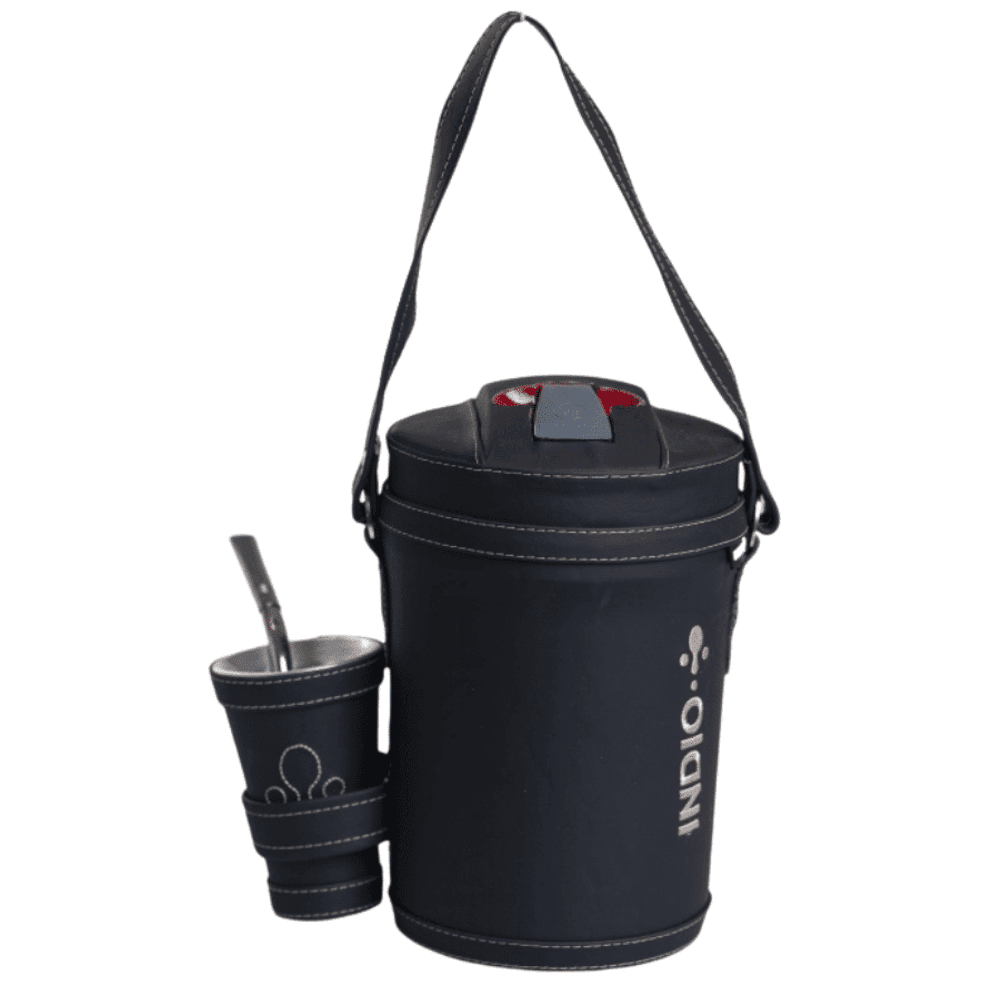 KIT TERMO INDIO 2,5LTS TERMOLAR SIMIL CUERO+GUAMPA+BOMBILLA NEGRO 3247588 22617