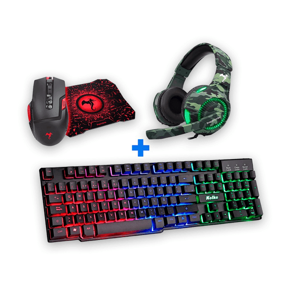 KIT ADVANCE KOLKE AURICULAR GAMER TROOPER KGA-487+TECLADO KET-1203+MOUSE+PAD MOUSE GAMER NEW FURY KGK-475