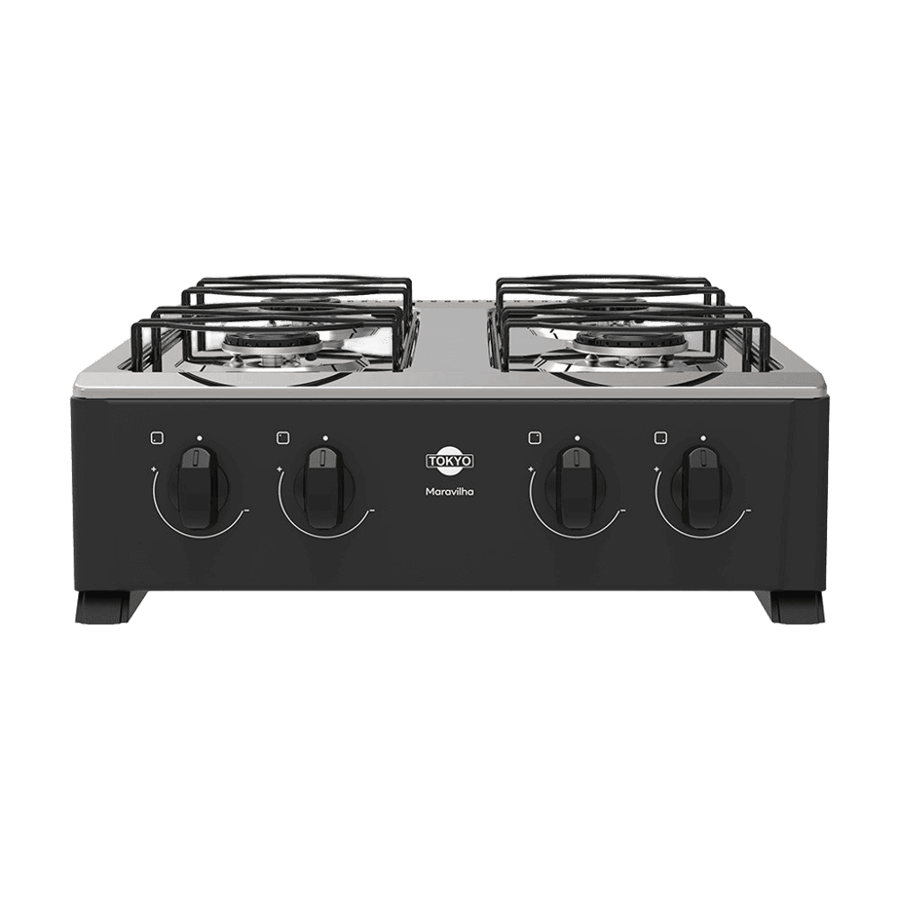 COCINA A GAS TOKYO DE MESA MARAVILHA 4H NEGRO MESADA INOX COTOMLN 29188