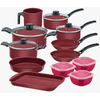JUEGO DE OLLAS TRAMONTINA TURIM 12 PIEZAS CON POTES COLOR ROJO 27899/490 29861