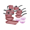 JUEGO DE OLLAS TRAMONTINA TURIM ROSA 12 PIEZAS C/POTES T27899W