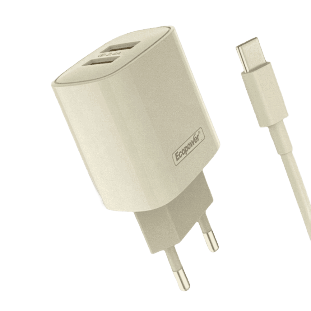 CABEZA CARGADOR ECOPOWER USB 2/TIPO-C EP-7027 31027