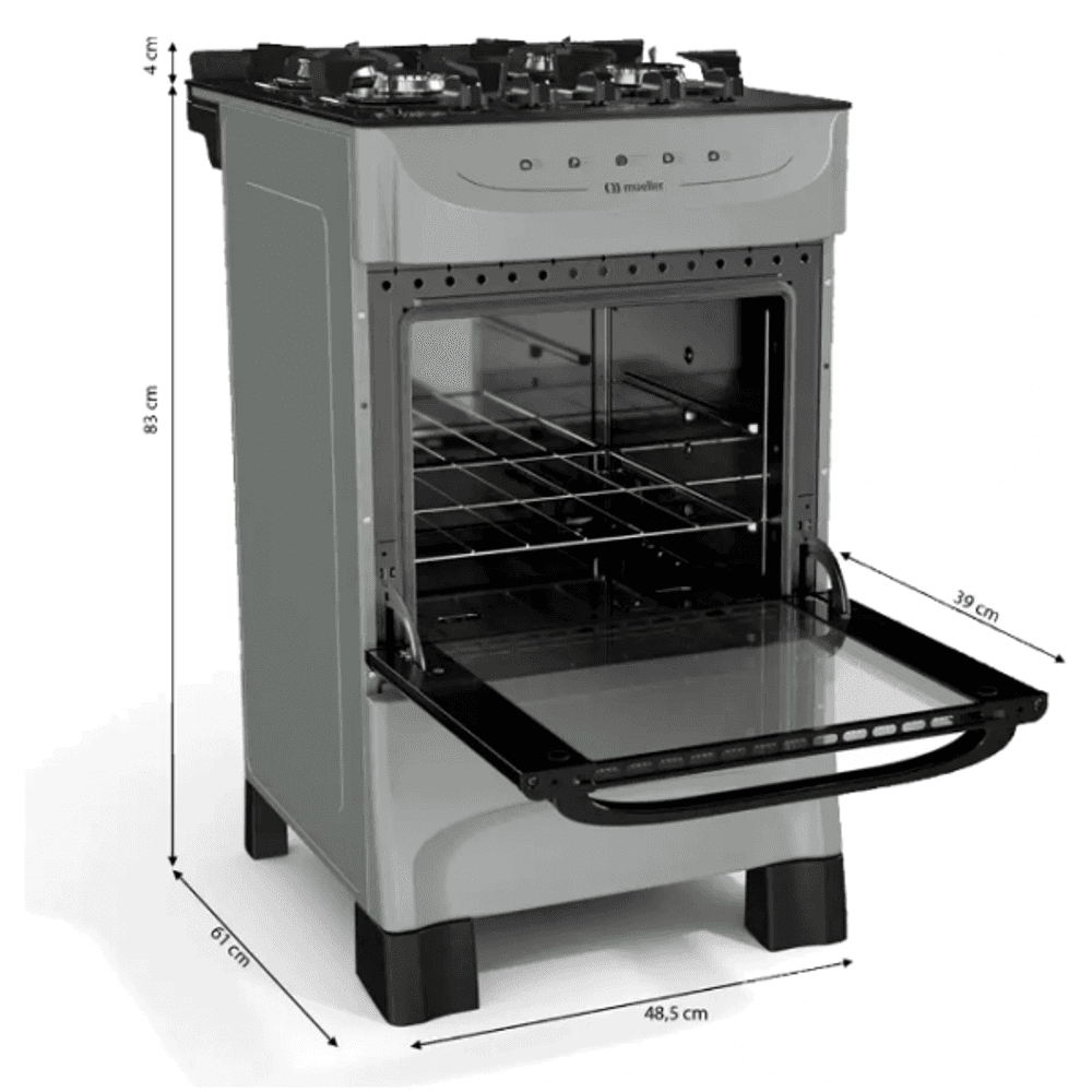 COCINA MUELLER 4H FRATELLO VETRO TITANIO REF 2731/ MFV4BB 31567