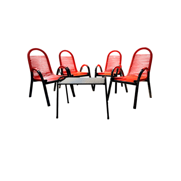 Juego de sillon tubular cinta cable color naranja