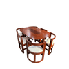 JUEGO DE COMEDOR REDONDO CEDRO 6 SILLAS TAPIZADAS BEIGE RAMAD MUEBLES