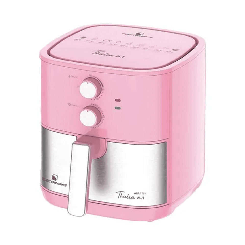 FREIDORA AIR FRYER THALIA 6.1L ELECTROBRASS 1900W TIMER 60MIN 200*C TLAF-61 ROSADO 33176