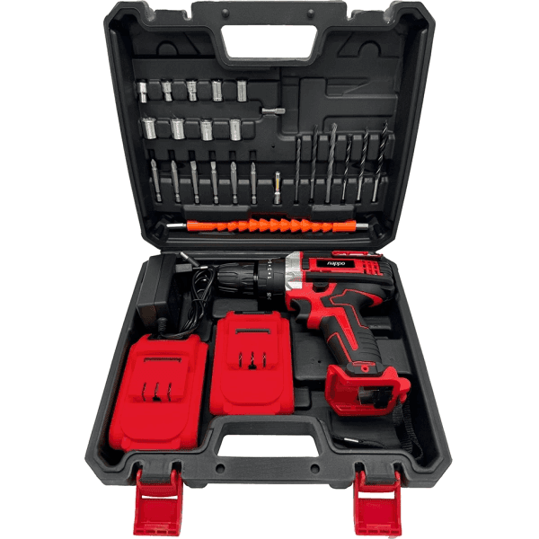 KIT TALADRO INALAMBRICO DE IMPACTO NAPPO 28 PCS NHK-216 - NEGRO/ROJO