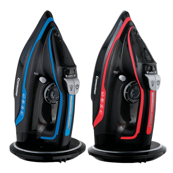 PLANCHA A VAPOR CONSUMER INALAMBRICA CON BASE DE CARGA ULTRARAPIDA ROJO