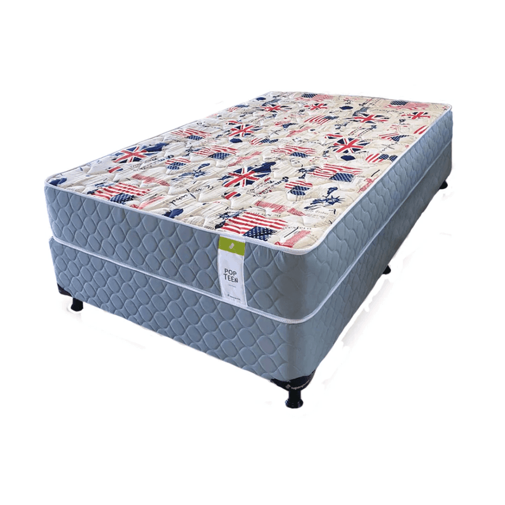 BASE 100X190  POPTEEN C/ESTAMPADO BANDERAS SUPERSPUMA - GRIS 35620