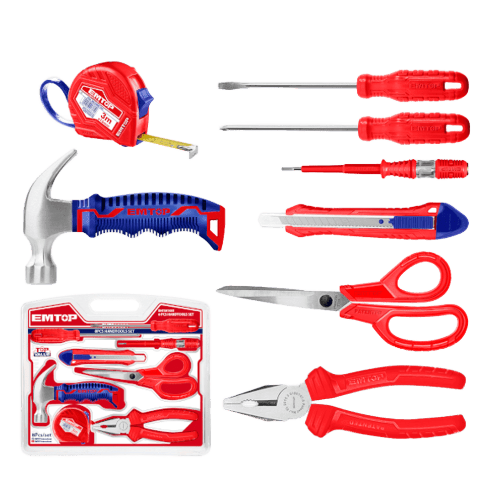 JUEGO DE HERRAMIENTAS MANUALES 8PZAS EMTOP- EHTS01081 36831
