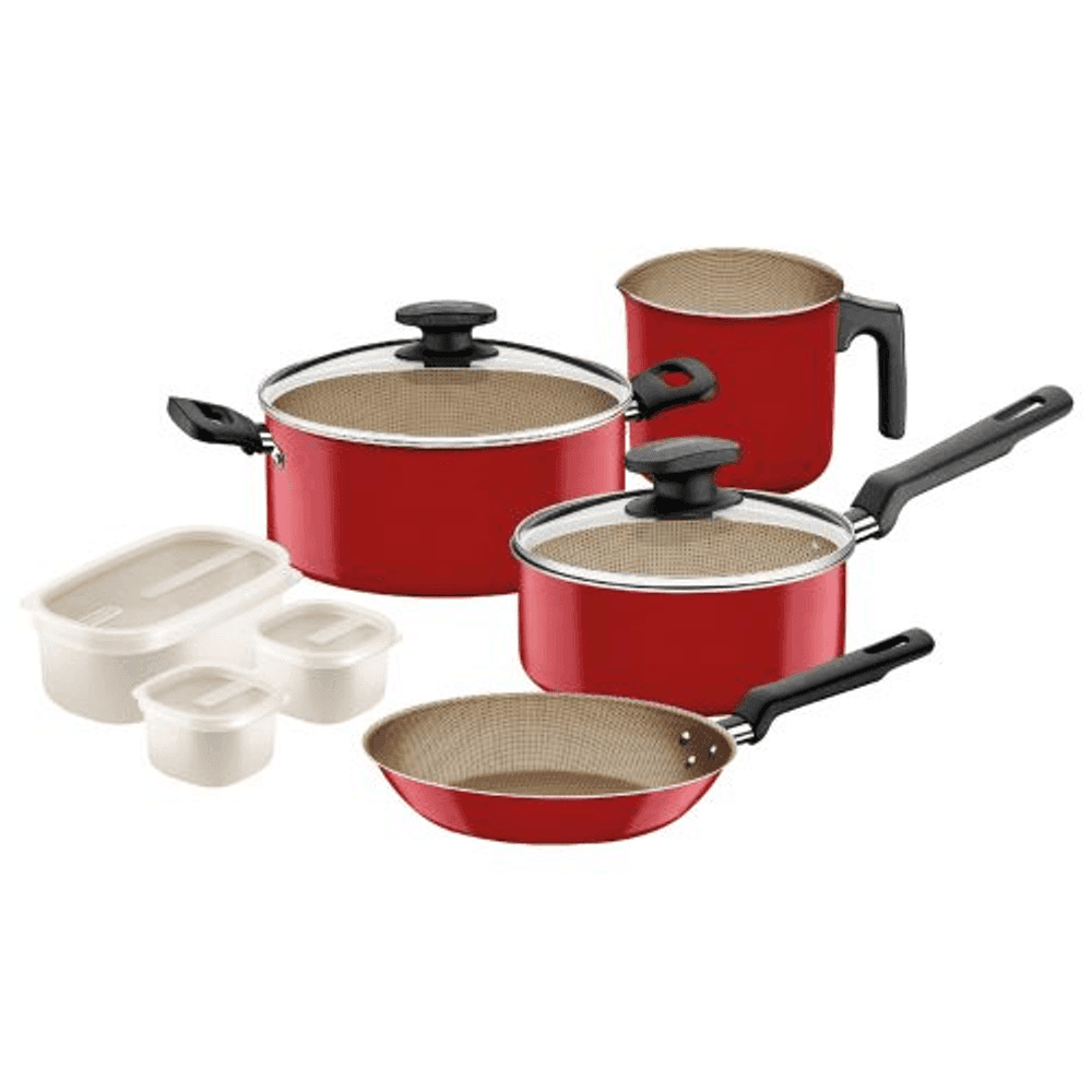 JUEGO DE OLLAS TRAMONTINA NEW TURQUIA 7PZAS ROJA 27899/524 39202