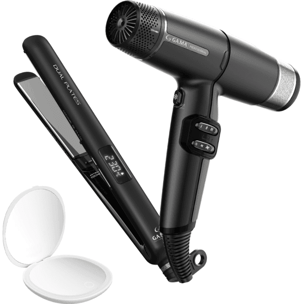 COMBO GAMA PROFESSIONAL PLANCHITA DUAL PLATES + SECADOR IQ LITE MAX (ESPEJO LED DE REGALO) 900-7194