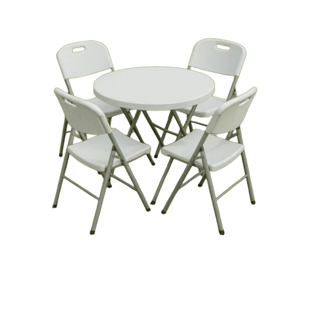 JUEGO DE MESA REDONDA DE 80CM  Y SILLAS PLEGABLES PARA 4 PERSONAS UNIQUE MPRB804SPB 39742