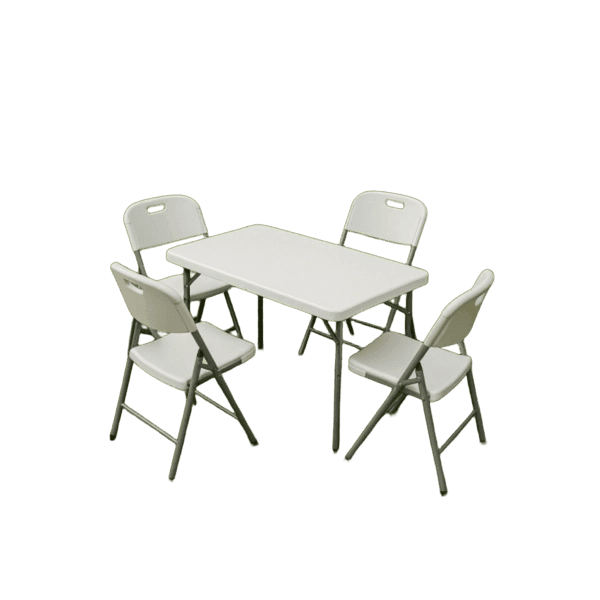JUEGO DE MESA RECTANGULAR DE 1,20MTS Y SILLAS PLEGABLES PARA 4 PERSONAS UNIQUE MPRB1204SPB