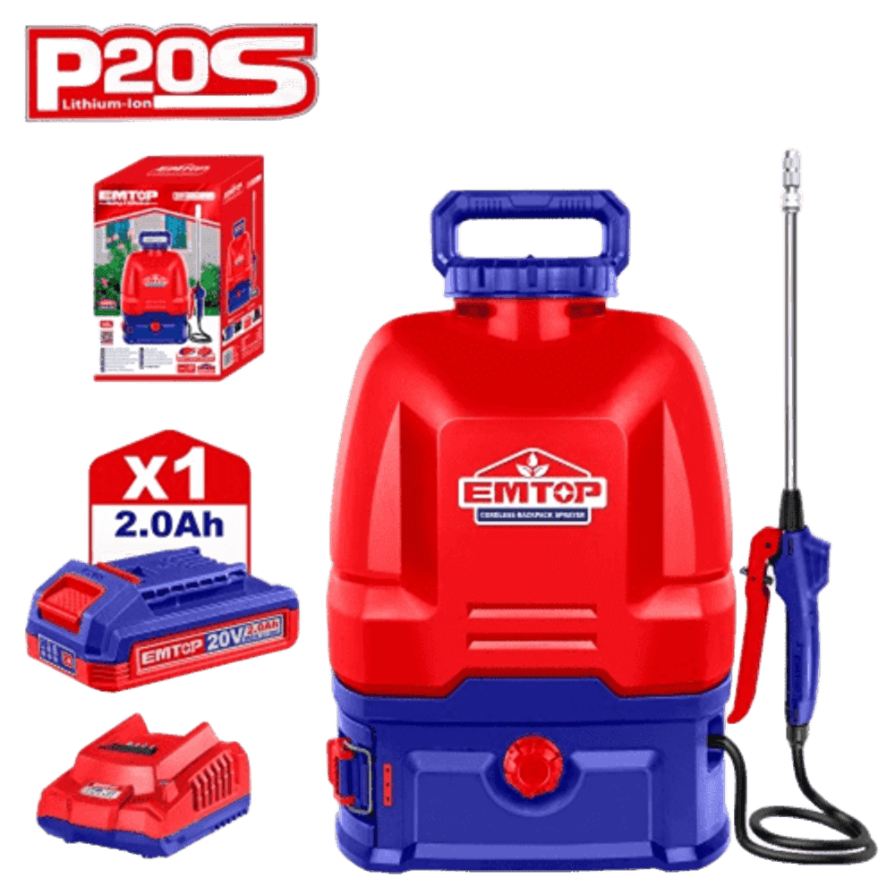 PULVERIZADOR 16L 5BAR 1X BAT 20V 2AH. EMTOP ESPLI20162 39749