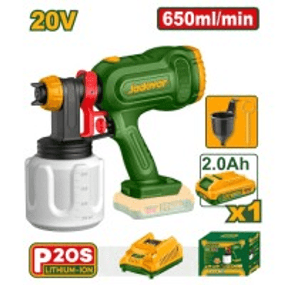 PISTOLA DE PINTAR 650ML/MIN + 1X BATERIA 20V 2AH. JADEVER CAJA JDSU30664 40671