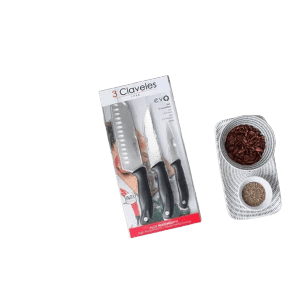 SET X3 CUCHILLOS VERD/CHEF/SANTOKU EVO 3 CLAVELES 4131734