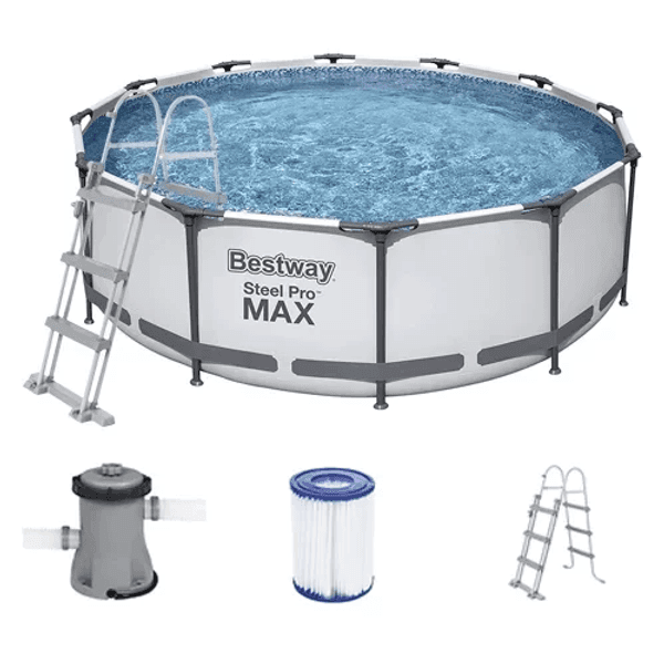 Piscina bestway 9.150lts c/ estructura filtro y escalera steel pro max ref 56418