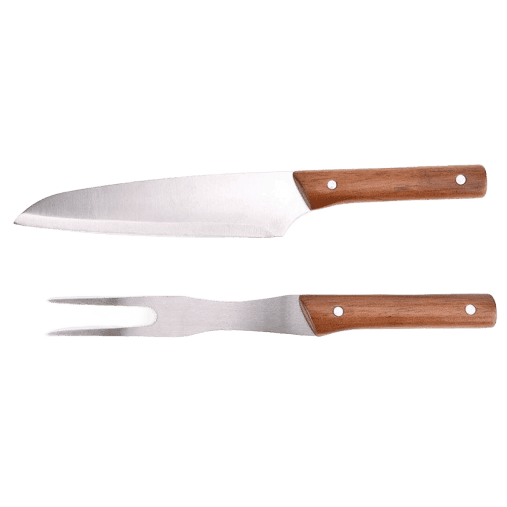 SET 2PCS CUCHILLO/TENEDOR PARRILLA MANGO MADERA 463024