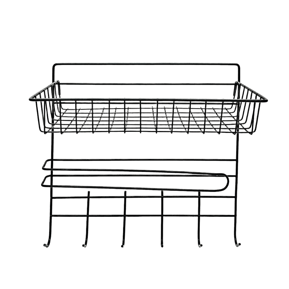 ORGANIZADOR/PORTA ROLLO ACERO 30x14x29CM NEGRO 4651471