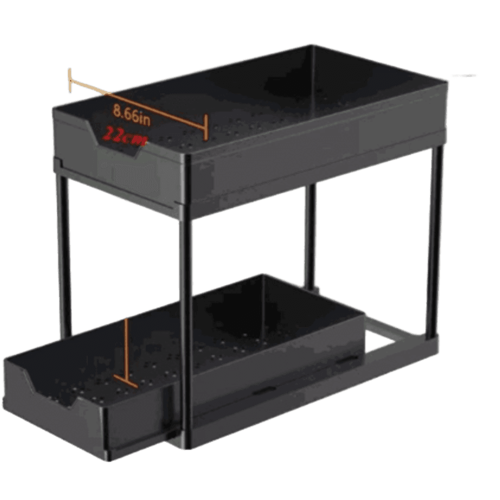 ESTANTE DOBLE PARA CONDIMENTOS 40X22X33 NEGRO HIERRO+PLÁST. 630495