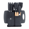SET DE UTENSILIOS 19PCS CROIX SILICONA+MADERA NEGRO CMU-022 630620