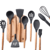 SET DE UTENSILIOS 19PCS CROIX SILICONA+MADERA NEGRO CMU-022 630620