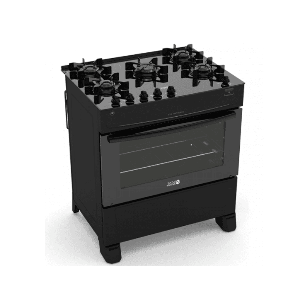 COCINA JAM EVA 5H A GAS TOP GLASS MESADA DE VIDRIO NEGRO 11466 6376