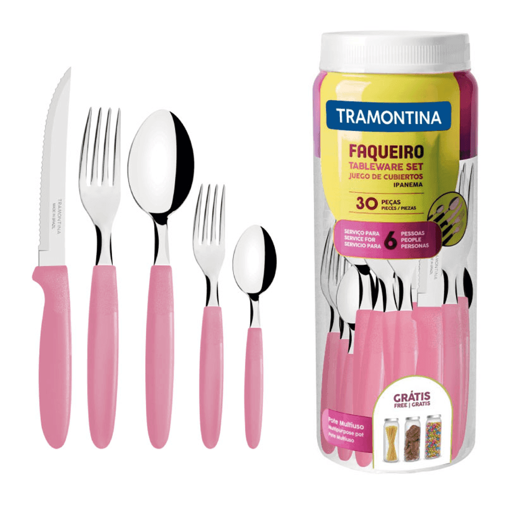 JUEGO DE CUBIERTOS TRAMONTINA 30PZAS IPANEMA ROSA TA23398/488 6395