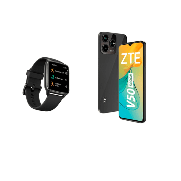 Combo celular zte v50 desing 16gb/256gb black+ smartwatch zte live 2 black