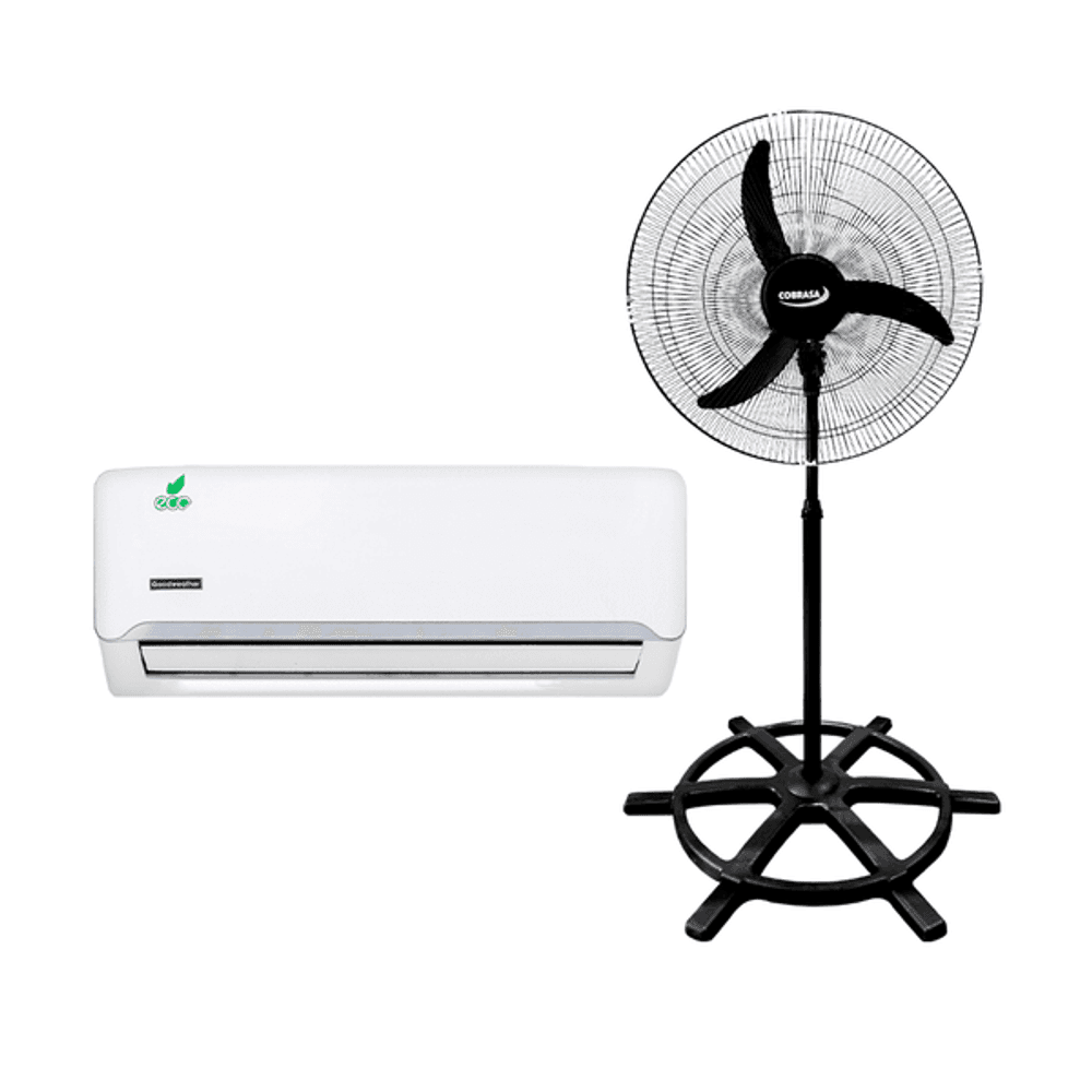 Combo aire goodweather 12,000 +ventilador de pie Cobrasa 24" 3vel negro 147w 80673