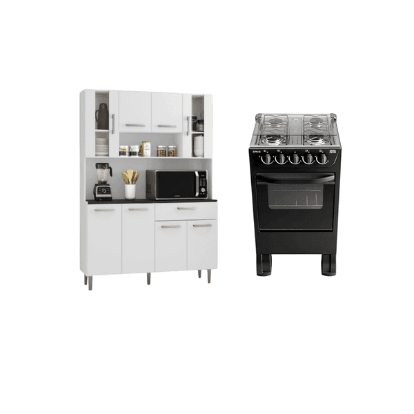 Combo kit de cocina gabi blanco Cobrasa + cocina jota 4 hornallas sirius negro