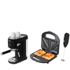 COMBO CAFETERA ESPRESSO CON BOMBA NAPPO NEC-241 NEGRO + SANDWICHERA NAPPO DOBLE NEGRO NES-158+BATIDOR PARA LECHE COLOR NEGRO SELECTA