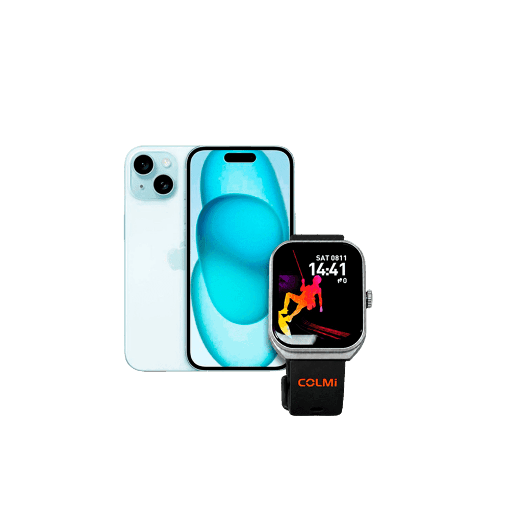 COMBO IPHONE 15 128GB + SMARTWACHT COLMI 83043