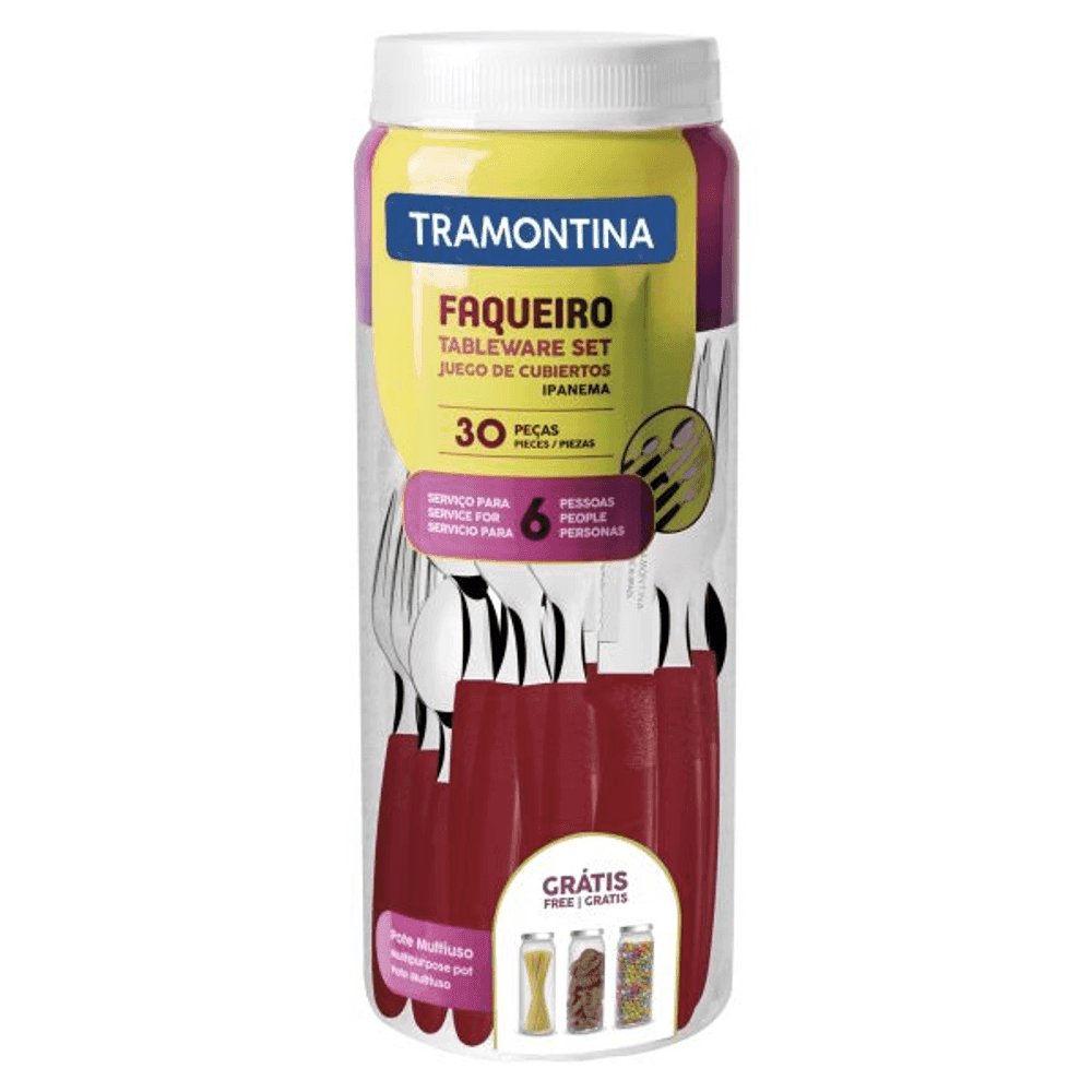 JUEGO DE CUBIERTOS TRAMONTINA 30PZAS IPANEMA ROJO TA23398/788 8553