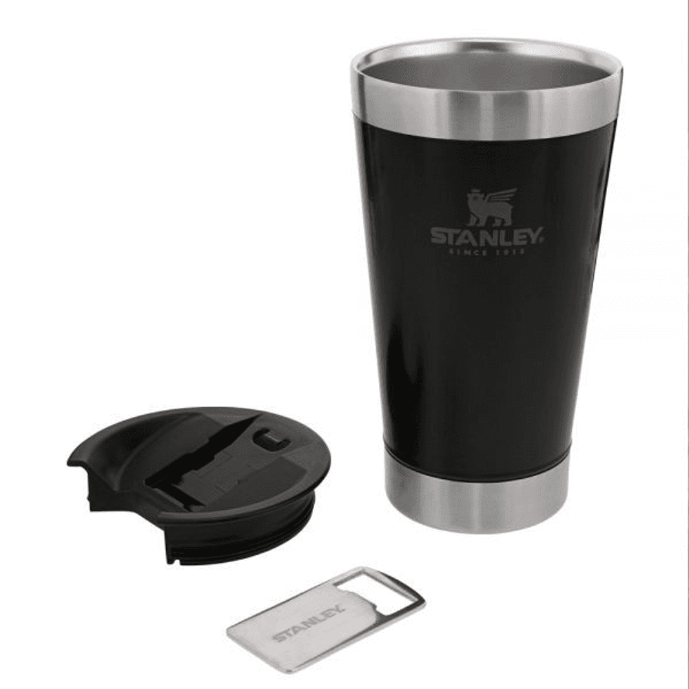 VASO STANLEY 470ML CERVECERO BEER PINT NEGRO C/TAPA Y ABRIDOR 8933