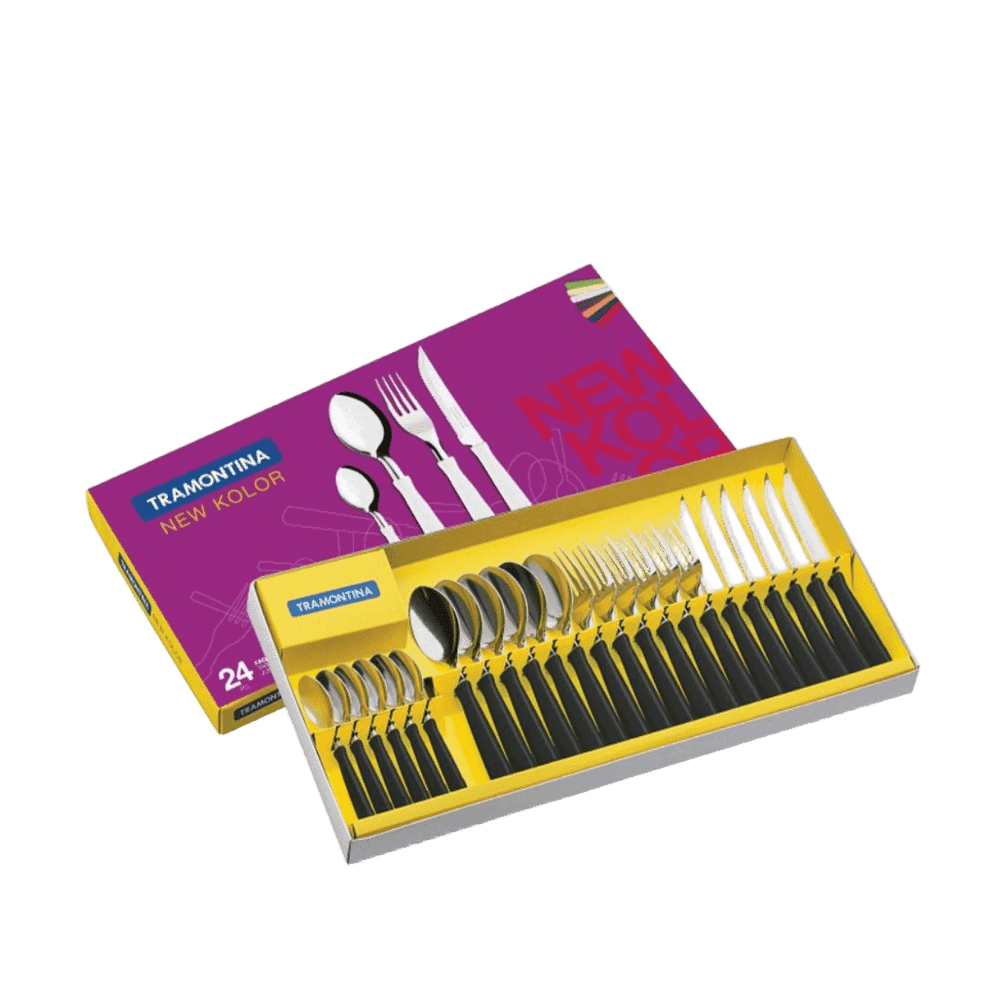 JUEGO DE CUBIERTOS TRAMONTINA 24PZAS NEW KOLOR NEGRO 16349