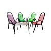 JUEGO DE SILLON CABLE 4 TUBULAR C/ MESITA ROJO METAL JUANK 23211